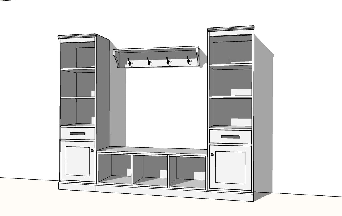 Entryway Towers with Bench Seat Shelf Help